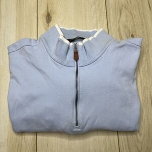 Polo Golf Ralph Lauren 1/4 Zip Sweater Cotton Mock Neck Blue Mens Size XL